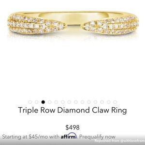Ring Concierge White Gold Triple Row Diamond Claw Ring. Size 9.